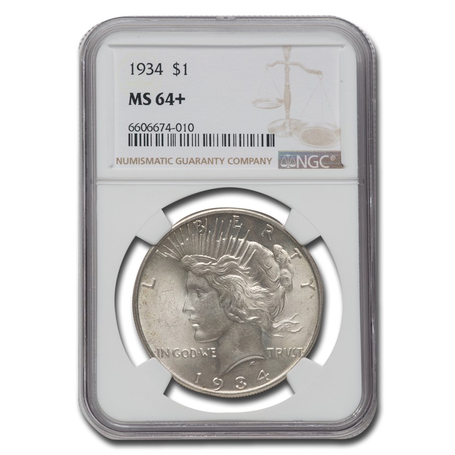 1934 Peace Dollar MS-64+ NGC