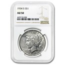 1934-S Peace Dollar AU-50 NGC