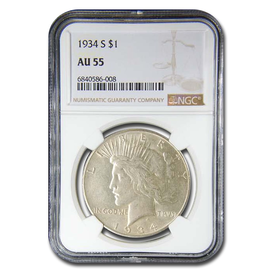 1934-S Peace Dollar AU-55 NGC