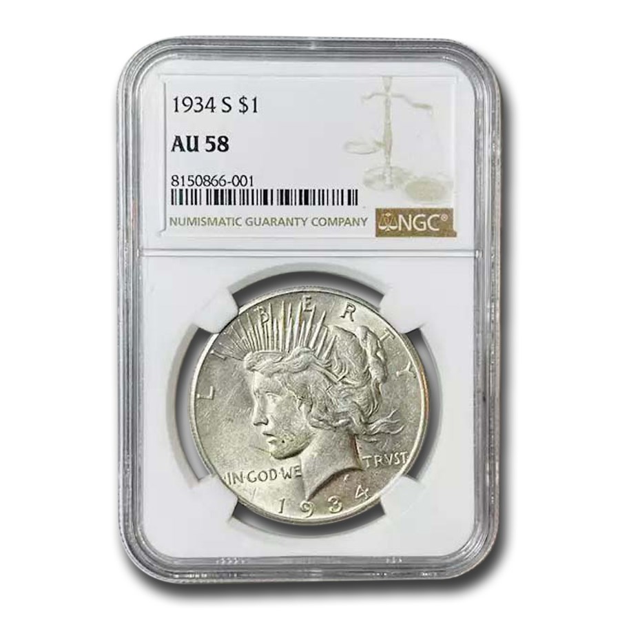 1934-S Peace Dollar AU-58 NGC