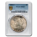 1934-S Peace Dollar MS-63 PCGS