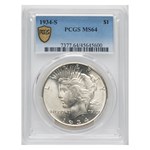 1934-S Peace Dollar MS-64 PCGS