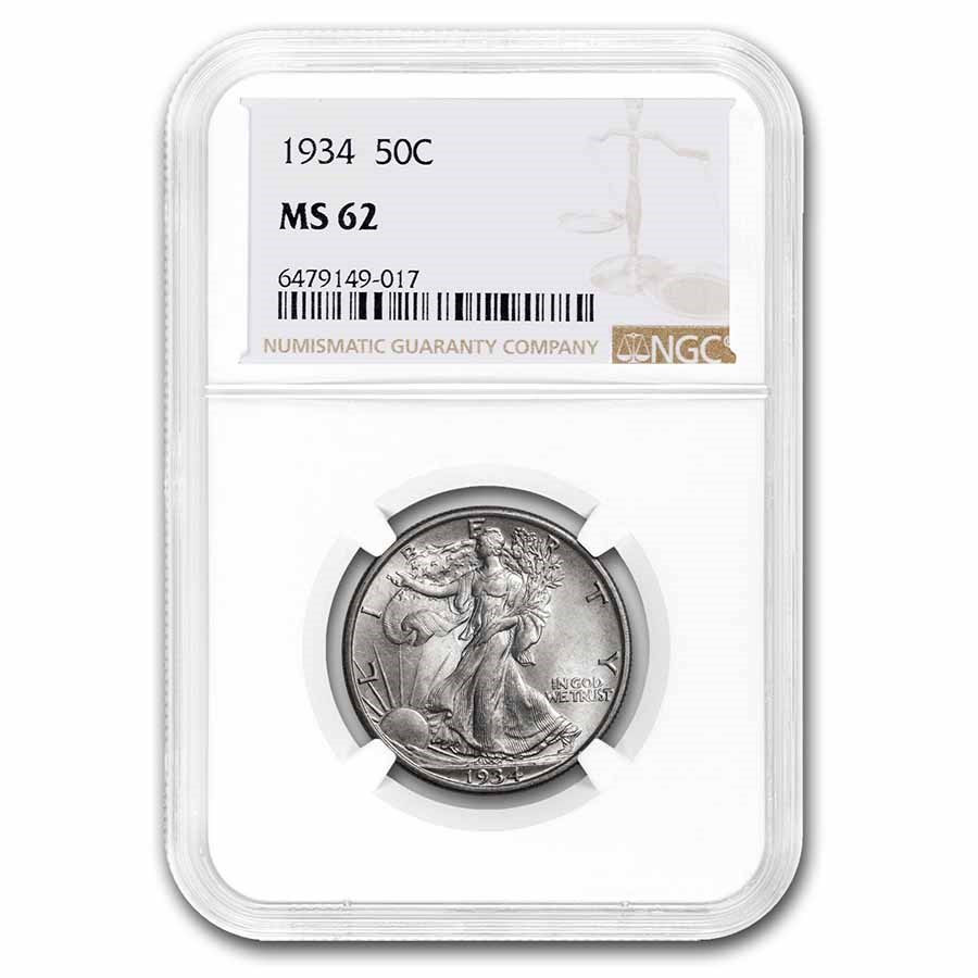 1934 Walking Liberty Half Dollar MS-62 NGC