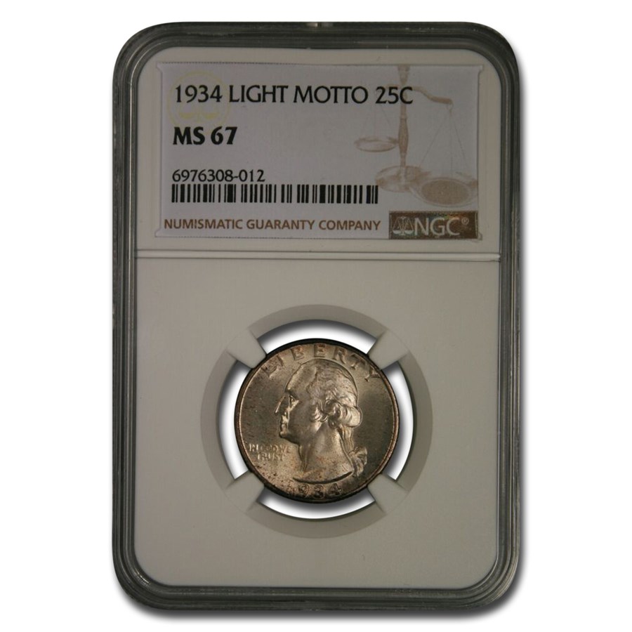 1934 Washington Quarter MS-67 NGC (Light Motto)