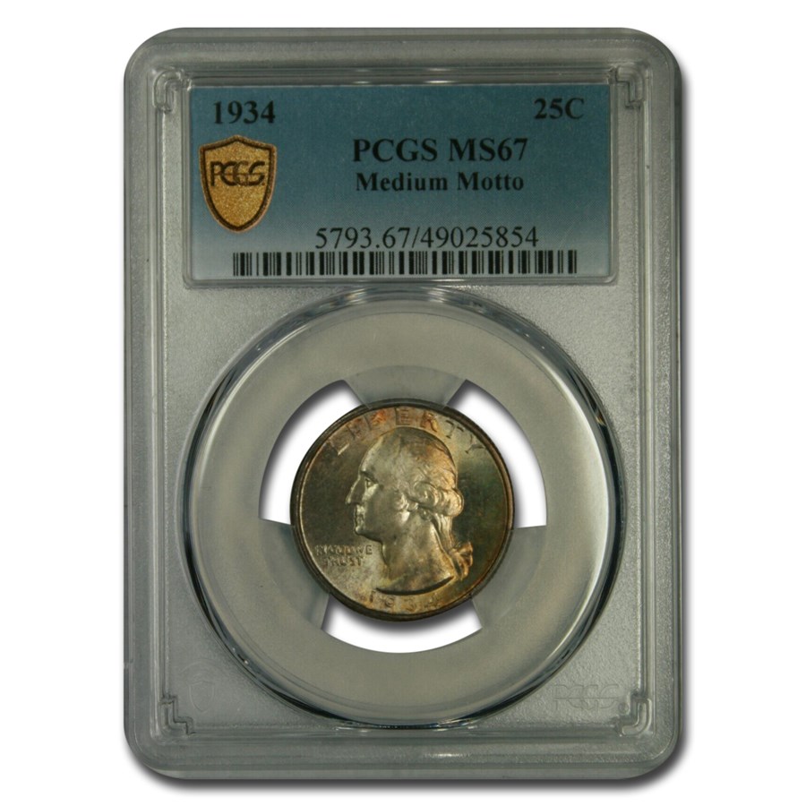 1934 Washington Quarter MS-67 PCGS (Medium Motto)