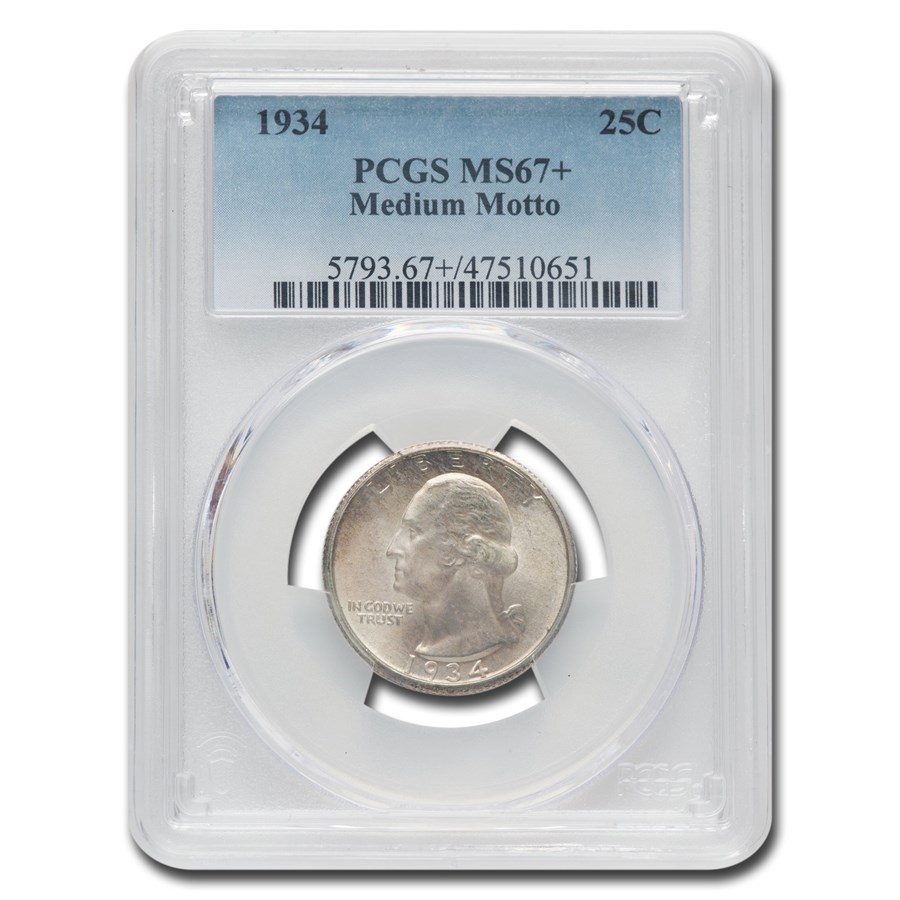 1934 Washington Quarter MS-67+ PCGS (Medium Motto)