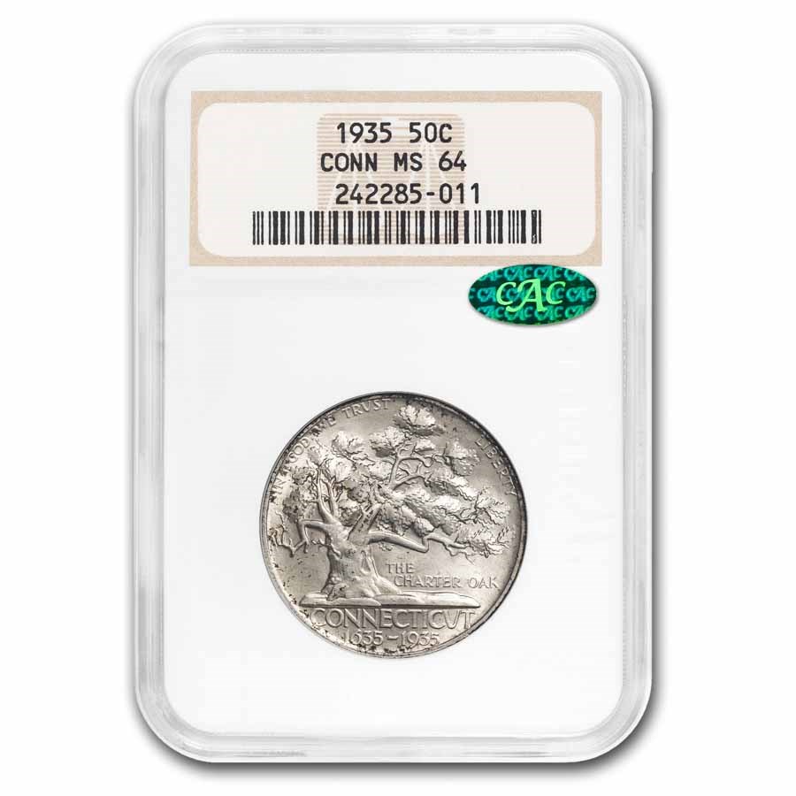 1935 Connecticut Half Dollar MS-64 NGC CAC (Fatty Holder)