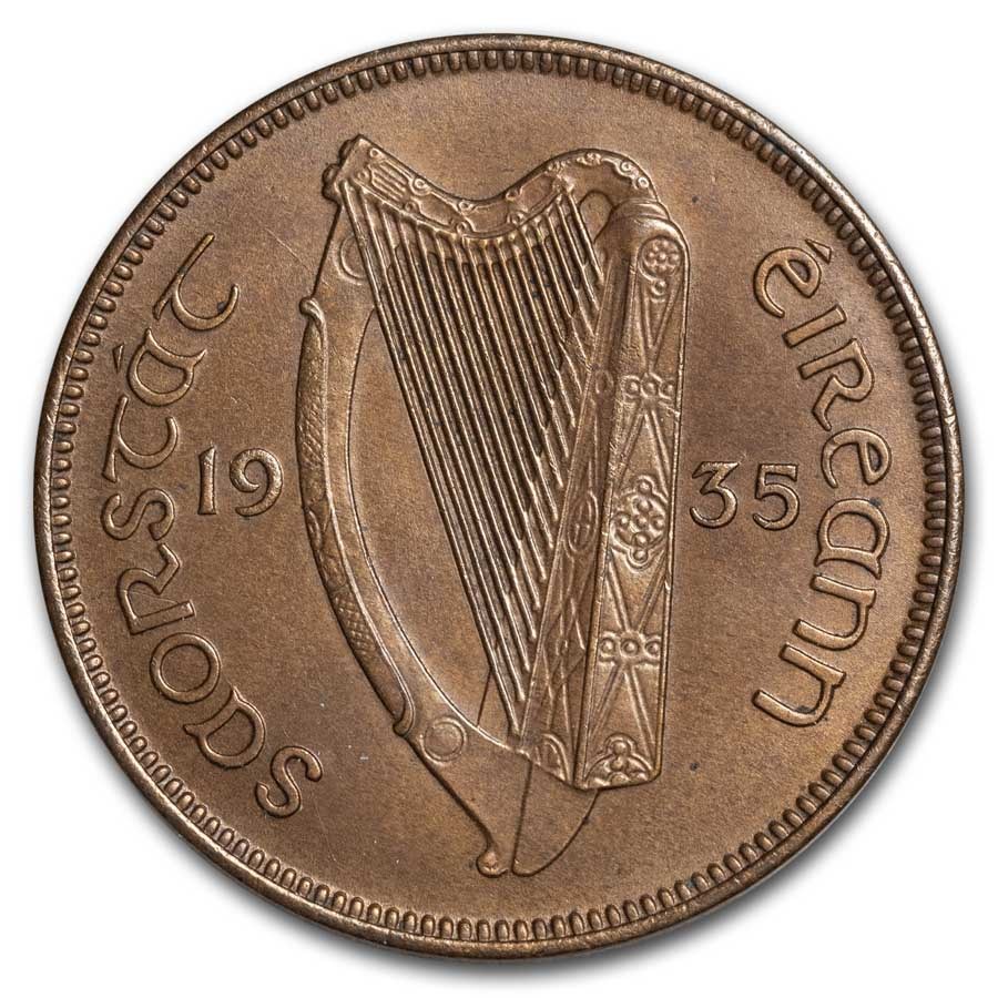 1935 Irish Free State Bronze 1/2 Phingin BU (Brown)