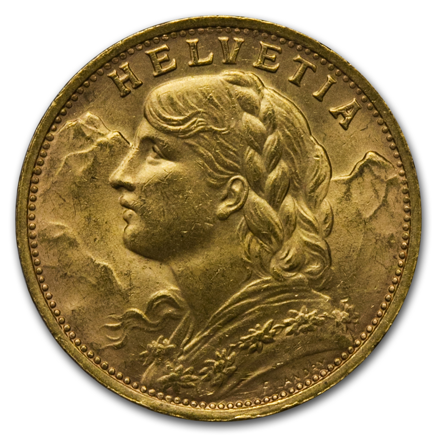 Buy 1935-L B Swiss Gold 20 Francs Helvetia BU | APMEX