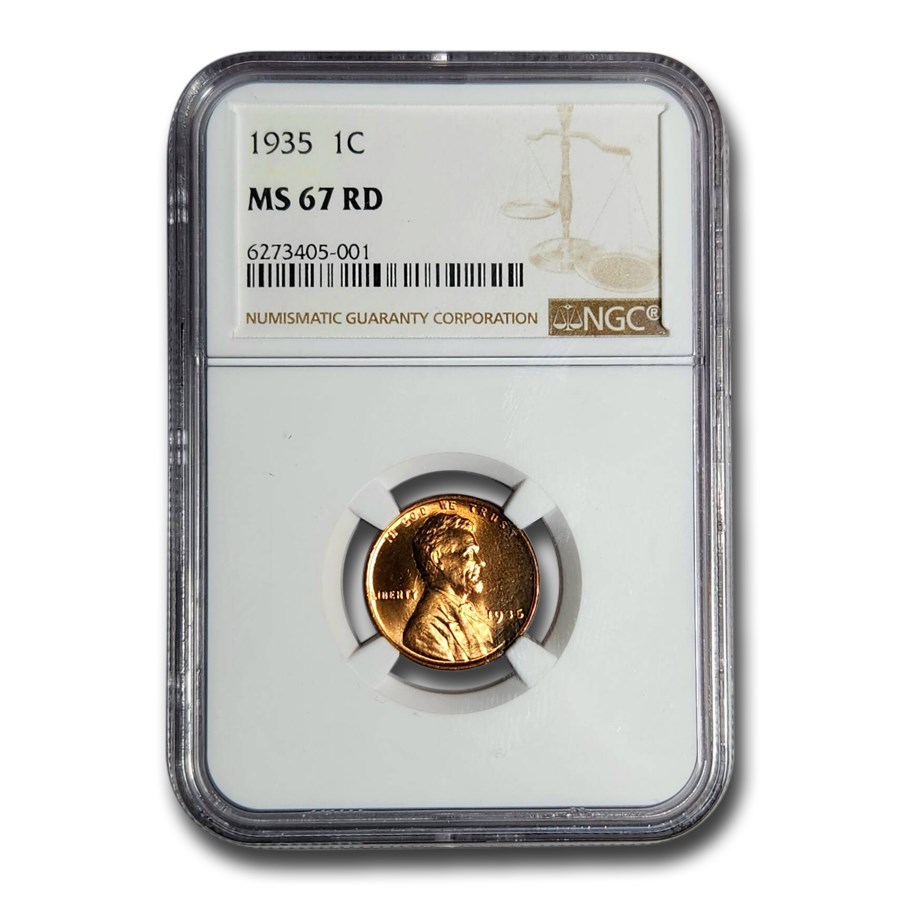 1935 Lincoln Cent MS-67 NGC (Red)