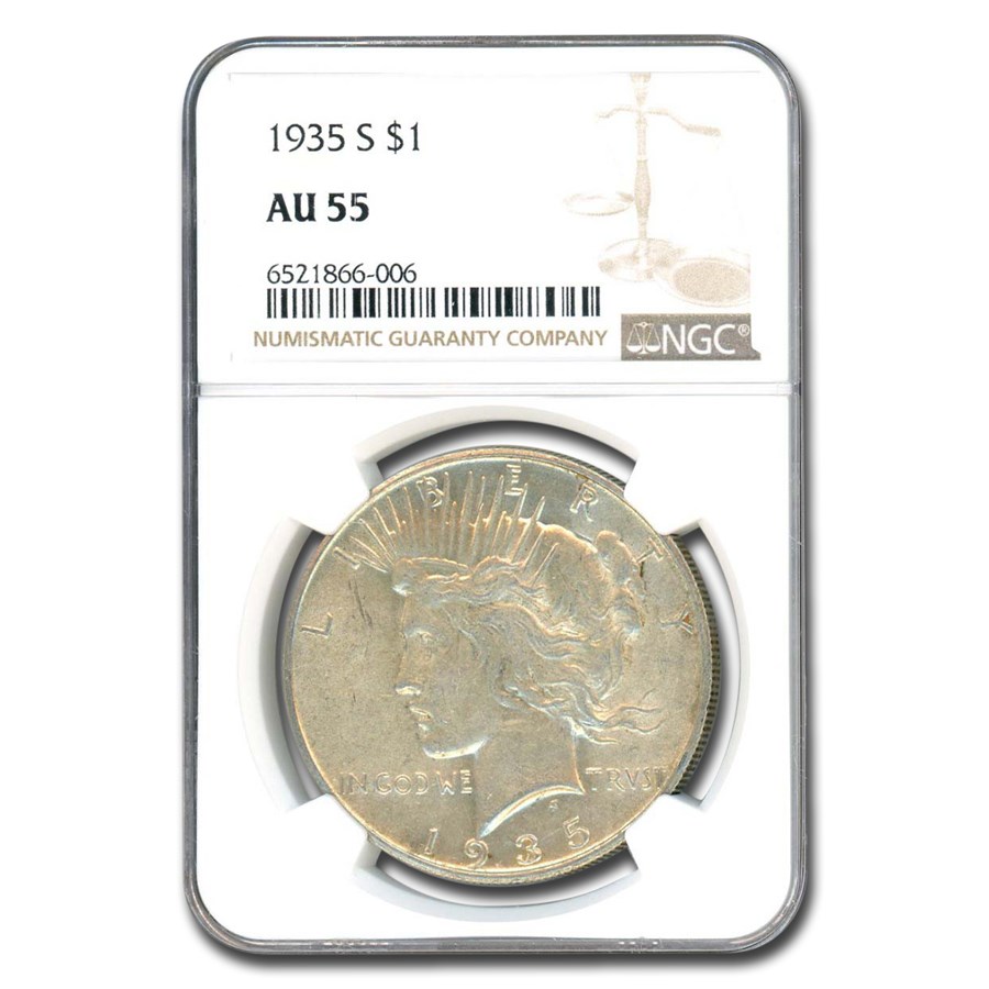 1935-S Peace Dollar AU-55 NGC