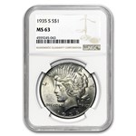 1935-S Peace Dollar MS-63 NGC