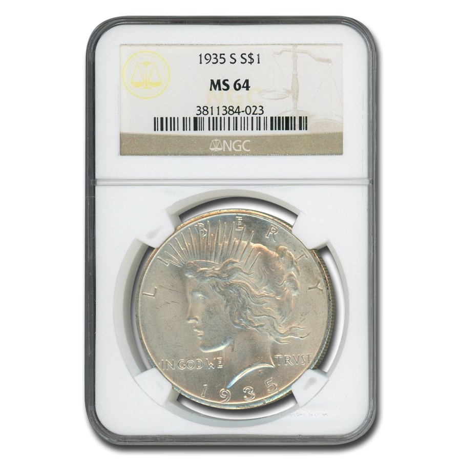 1935-S Peace Dollar MS-64 NGC