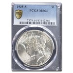 1935-S Peace Dollar MS-64 PCGS