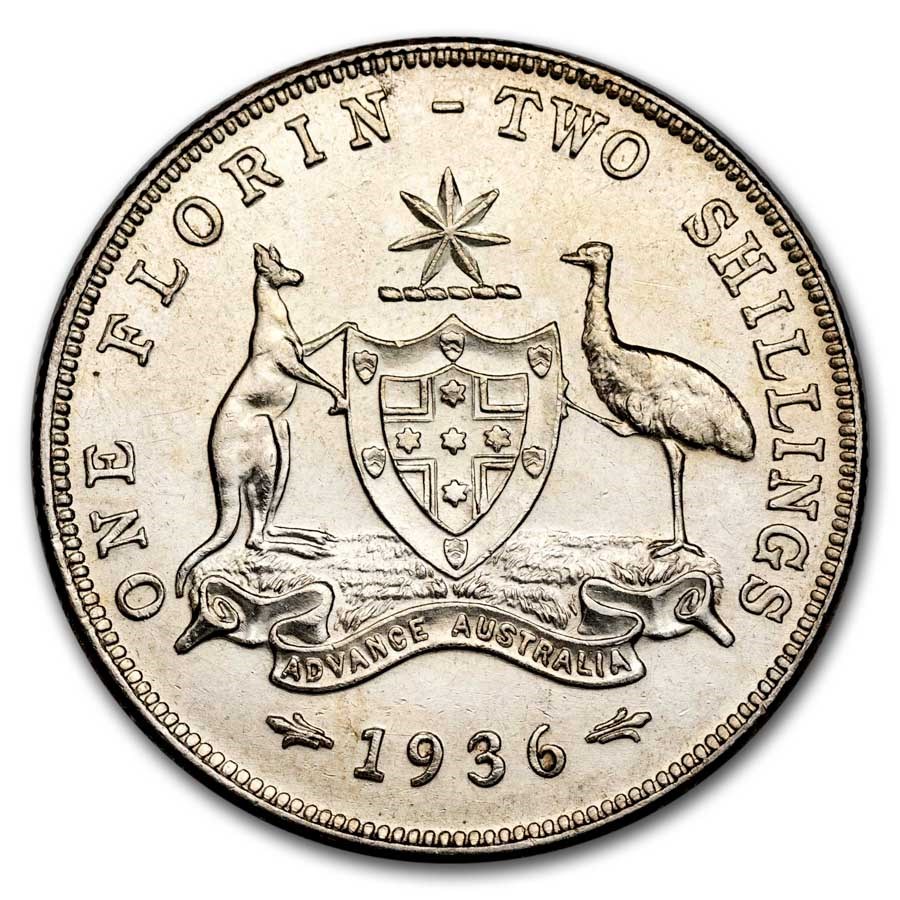 1936 Australia Silver Florin George V AU