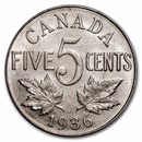 1936 Canada 5 Cents George V AU