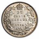 1936 Canada Silver 25 Cents George V BU