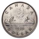 1936 Canada Silver Dollar George V Avg Circ