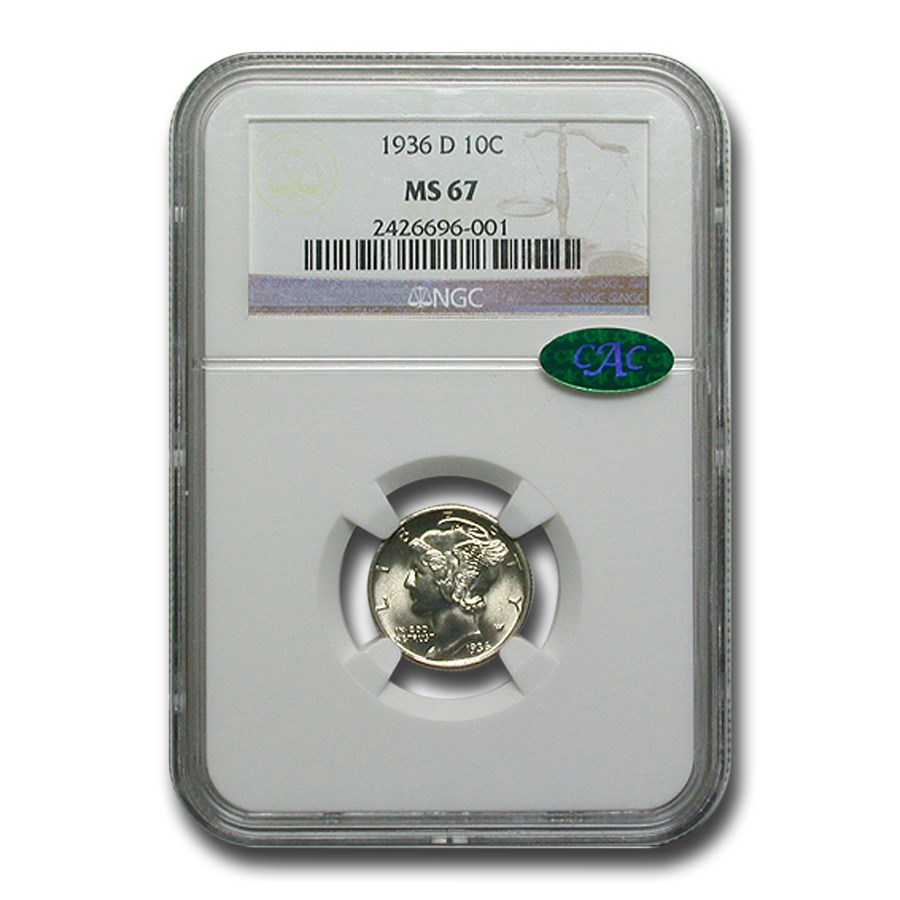 1936-D Mercury Dime MS-67 NGC CAC