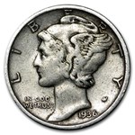 1936 Mercury Dime XF