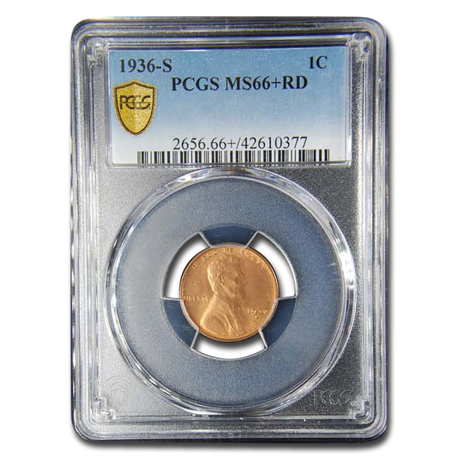 1936-S Lincoln Cent MS-66+ PCGS (Red)