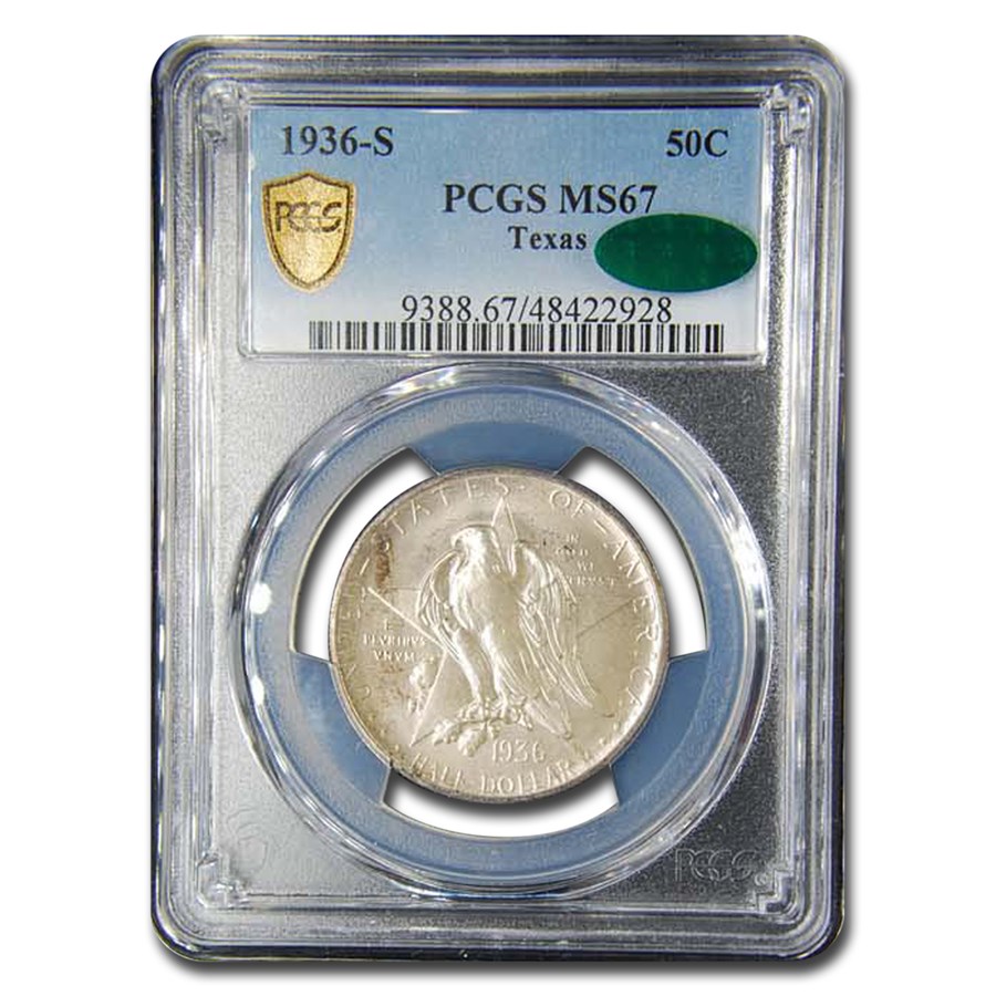 1936-S Texas Independence Centennial Commem Half MS-67 PCGS CAC