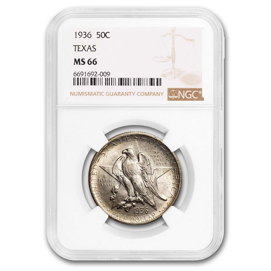 1936 Texas Independence Centennial Commemorative Half MS-66 NGC