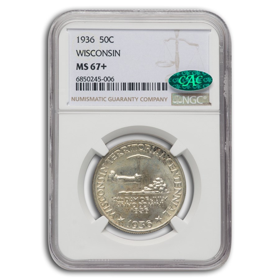 1936 Wisconsin Half Dollar Centennial MS-67+ NGC CAC