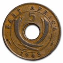 1937-1943 British East Africa Bronze 5 Cents George VI Avg Circ