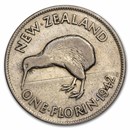 1937-1946 New Zealand Silver Florin George VI Avg Circ