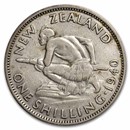 1937-1946 New Zealand Silver Shilling George VI Avg Circ