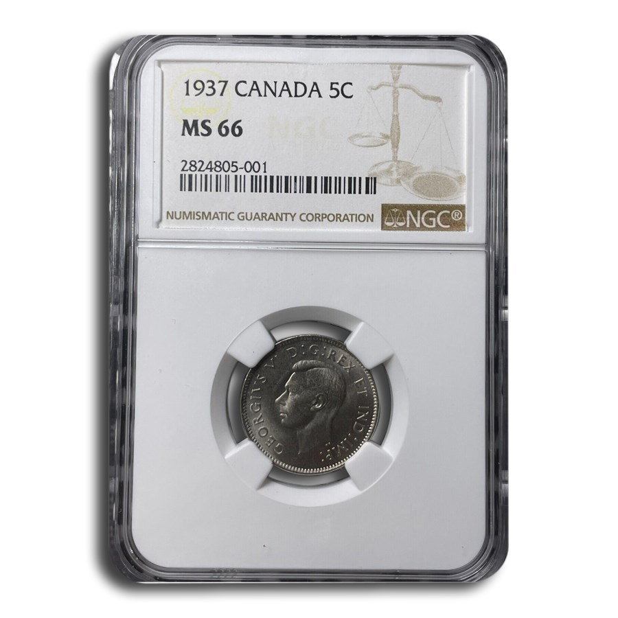 1937 Canada 5 Cents George VI MS-66 NGC