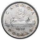 1937 Canada Silver Dollar George VI AU