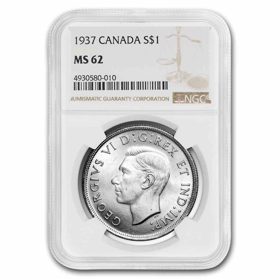 1937 Canada Silver Dollar George VI MS-62 NGC