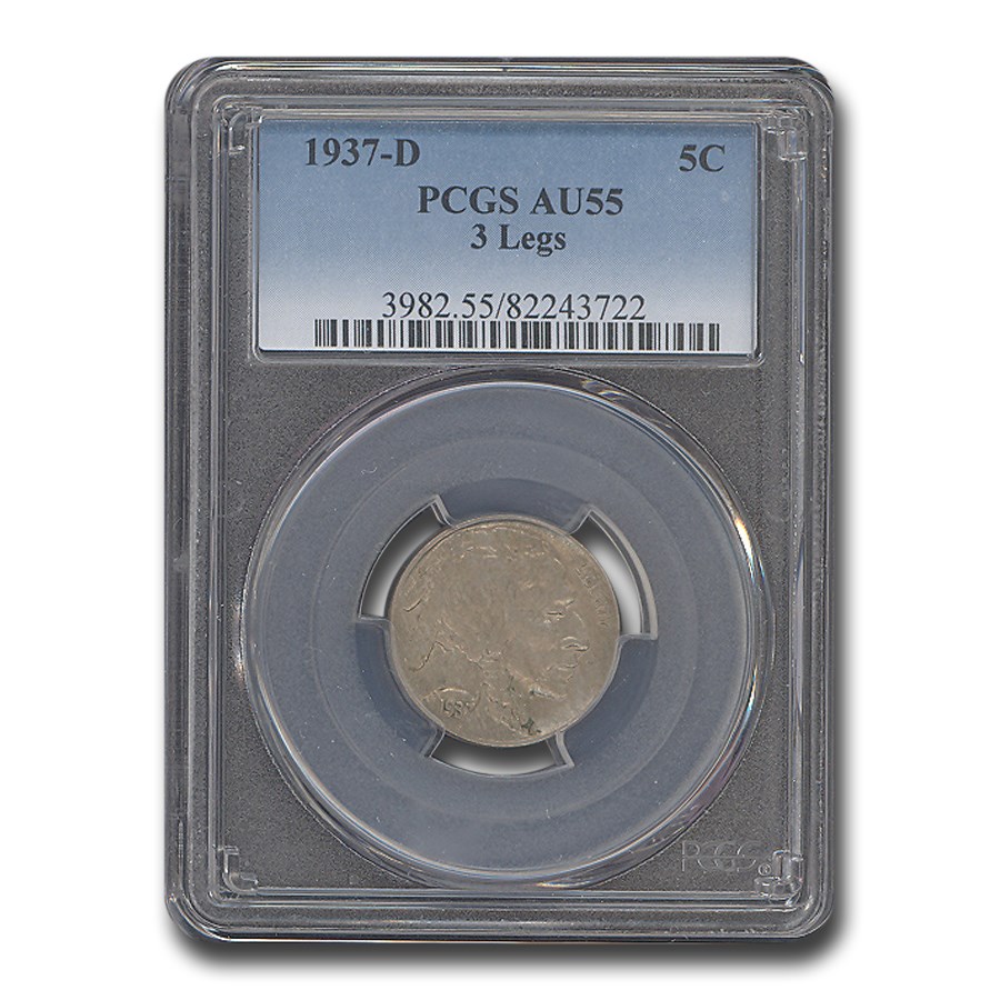 1937-D 3 Legged Buffalo Nickel AU-55 PCGS