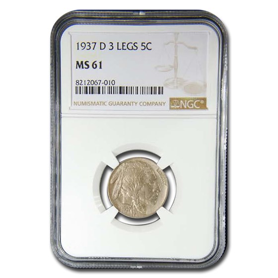 Buy 1937-D 3 Legged Buffalo Nickel MS-61 NGC | APMEX