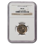 1937-D 3 Legged Buffalo Nickel MS-66 NGC