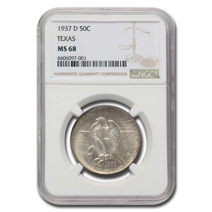 1937-D Texas Centennial Commemorative Half Dollar MS-68 NGC