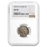 1937-D Three Legged Buffalo Nickel AU-58 NGC