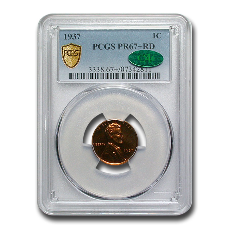 1937 Lincoln Cent PR-67+ PCGS CAC (Red)