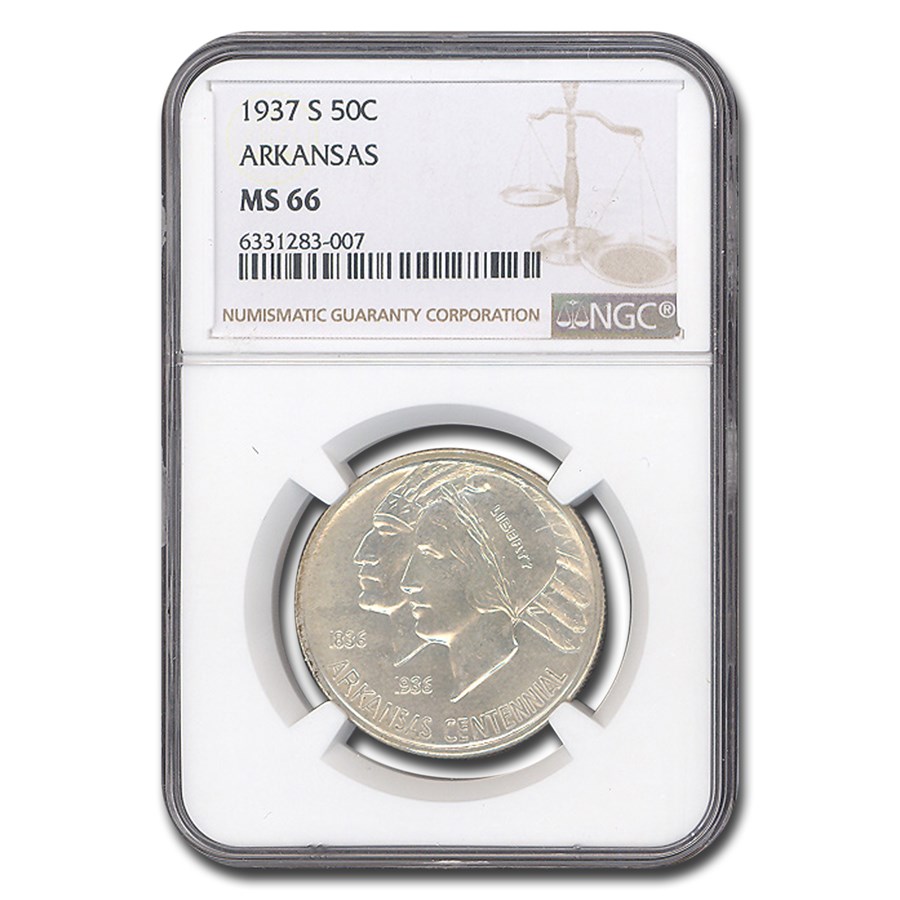 1937-S Arkansas Centennial Commemorative Half Dollar MS-66 NGC