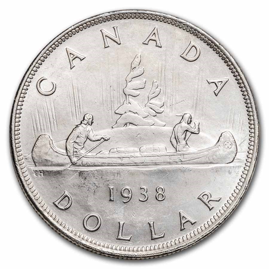 1938 Canada Silver Dollar George VI BU