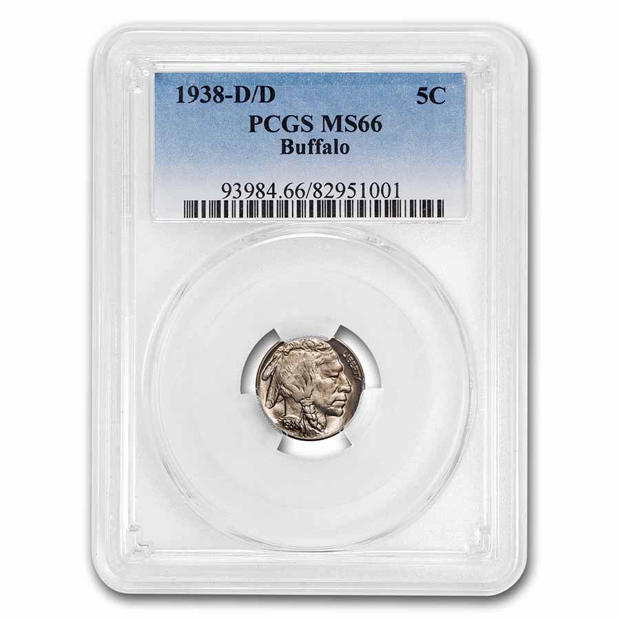 1938-D/D Buffalo Nickel MS-66 PCGS