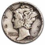 1938-D Mercury Dime Average Circulated