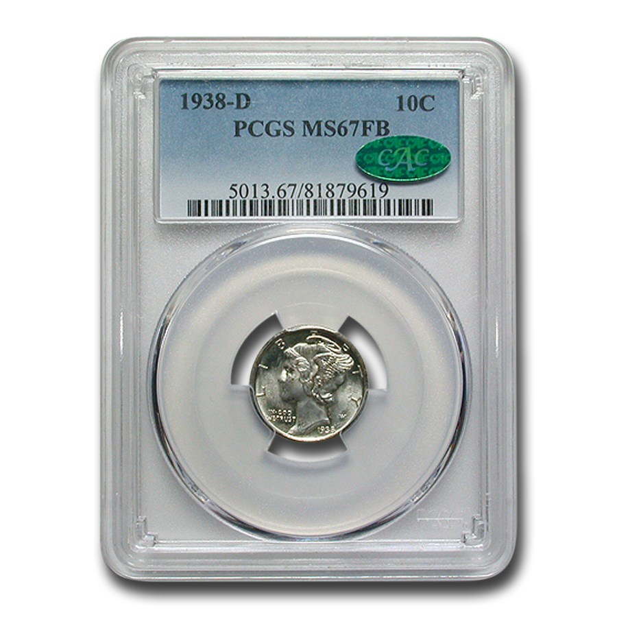 1938-D Mercury Dime MS-67 PCGS CAC (FB)