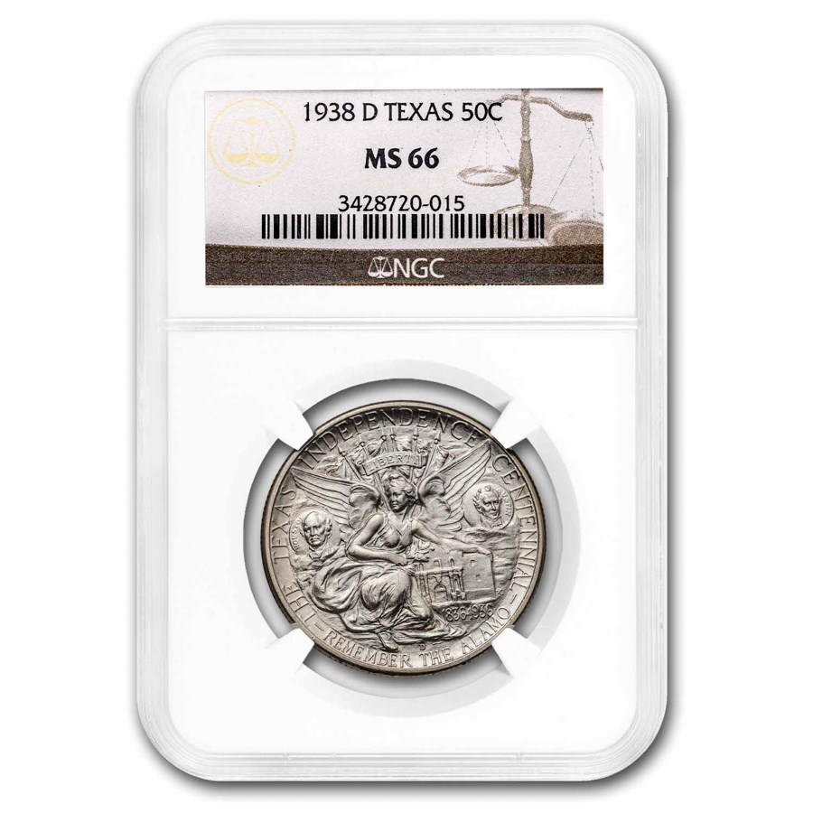 1938-D Texas Centennial Commemorative Half Dollar MS-66 NGC