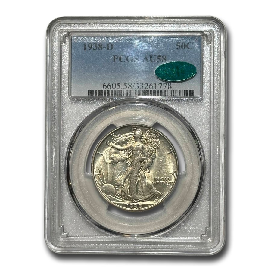 1938-D Walking Liberty Half Dollar AU-58 PCGS CAC