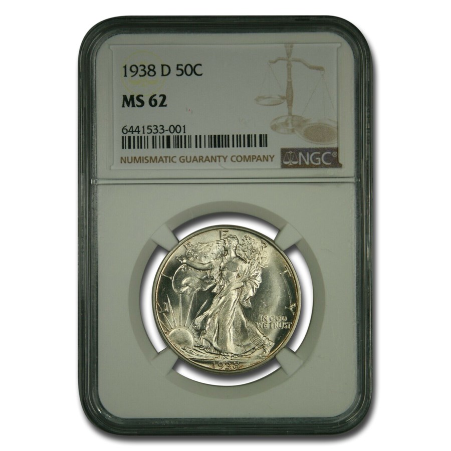 1938-D Walking Liberty Half Dollar MS-62 NGC