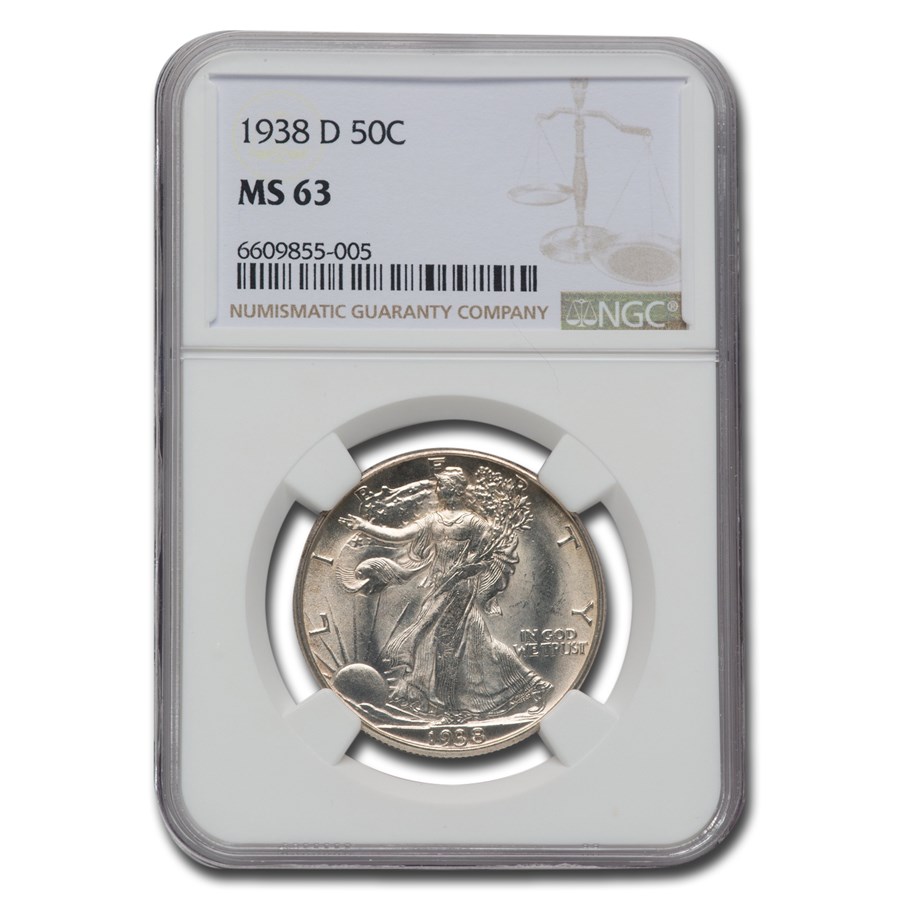 1938-D Walking Liberty Half Dollar MS-63 NGC