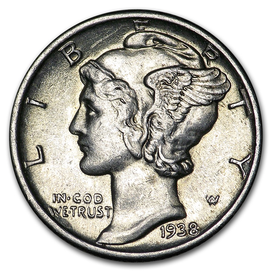 1938 Mercury Dime AU